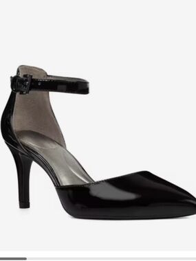 Bandolino Black Patent Pointed-Toe Ankle-Strap Pump